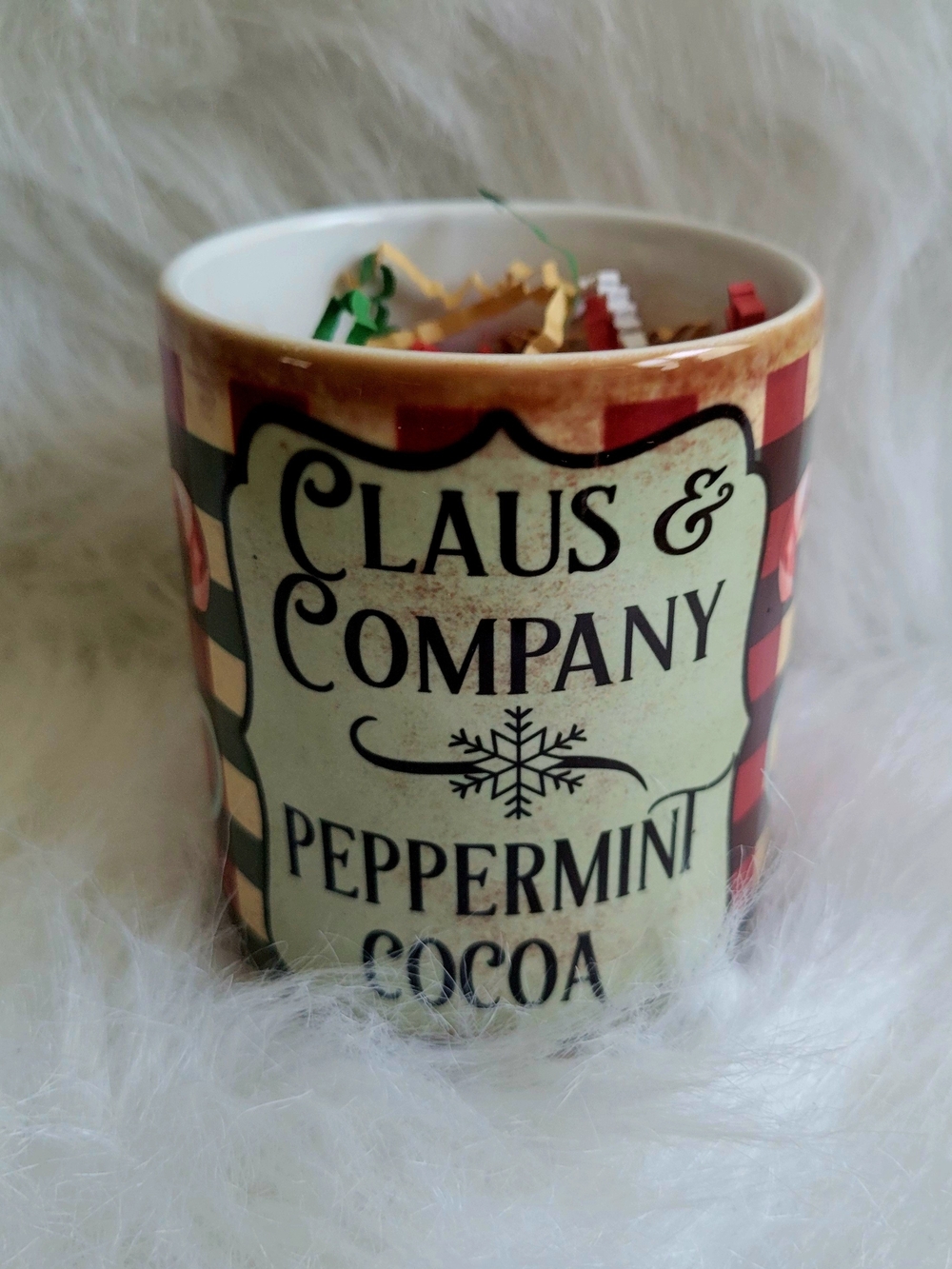 Peppermint Cocoa Holiday Mug - Red Plaid